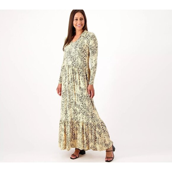 Tolani Collection Women's Long Sleeve Printed Collard Maxi Dress - 1XL - Picture 1 of 16